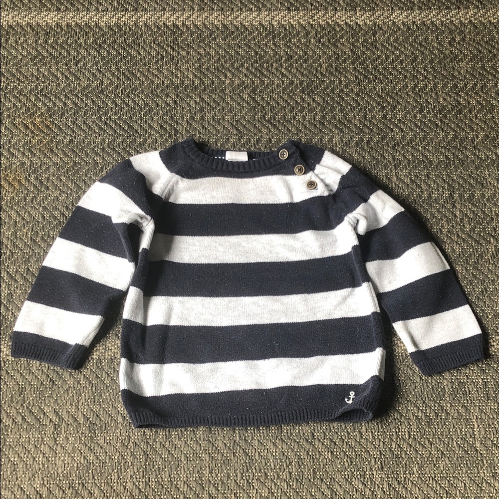 H&M Navy and White Striped Knit Sweater